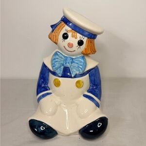 Vintage Poppytrail USA Rag Doll Cookie Jar – Raggedy Ann Style Blue Sailor
